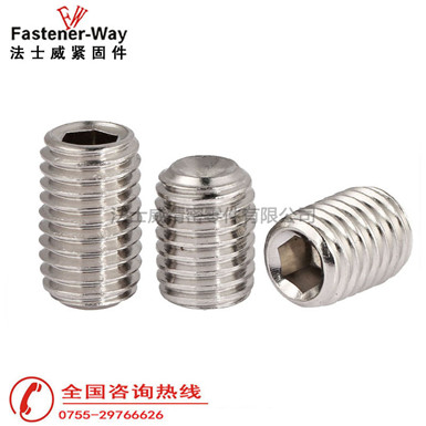 DIN916凹端不銹鋼機(jī)米螺絲又稱DIN916凹端不銹鋼機(jī)米或頂絲，屬于連接件產(chǎn)品。無(wú)頭，內(nèi)六角槽，需用與之尺寸相符的六角扳手安裝使用，無(wú)頭的設(shè)計(jì)使被連接件更美觀高檔。